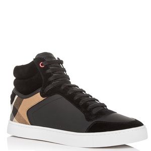 BURBERRY Reeth Leather & Canvas High-Top Sneakers